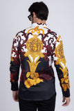 Barabas Wholesale Men's Rhinestone Medusa Baroque Long Sleeve Shirt SPR950 Black