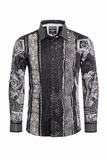 Barabas Wholesale Men's Black Snake Greek Pattern Rhinestone dress Shirts SPR962