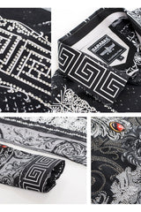 Barabas Wholesale Men's Black Snake Greek Pattern Rhinestone dress Shirts SPR962