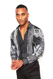 Barabas Wholesale Men's Black Snake Greek Pattern Rhinestone dress Shirts SPR962