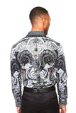 Barabas Wholesale Men's Black Snake Greek Pattern Rhinestone dress Shirts SPR962