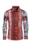 Barabas Wholesale Men's Red Snake Skin Printed Rhinestone dress Shirts SPR962