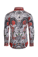 Barabas Wholesale Men's Red Snake Skin Printed Rhinestone dress Shirts SPR962