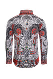 Barabas Wholesale Men's Red Snake Skin Printed Rhinestone dress Shirts SPR962