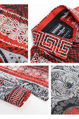 Barabas Wholesale Men's Red Snake Skin Printed Rhinestone dress Shirts SPR962