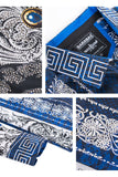 Barabas Wholesale Men's Blue Snake Printed Rhinestone Long Sleeve Shirts SPR962