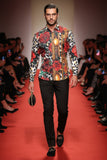 Barabas Wholesale men's Rhinestone Floral Leopard Long Sleeve Shirts SPR964 Multi