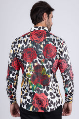 Barabas Wholesale men's Rhinestone Floral Leopard Long Sleeve Shirts SPR964 Multi