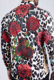 Barabas Wholesale men's Rhinestone Floral Leopard Long Sleeve Shirts SPR964 Multi