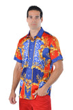 Barabas Wholesale Men's greek key and animal print  graphic short sleeve shirt SS01 dark blue