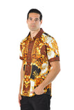 Barabas Wholesale Men's Medusa Greek Pattern Leopard Short Sleeve Shirt SS01 Gold