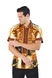 Barabas Wholesale Men's Medusa Greek Pattern Leopard Short Sleeve Shirt SS01 Gold