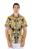 Barabas Wholesale Men's checkered chain graphic short sleeve shirt SS02 black