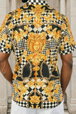 Barabas Wholesale Men's checkered chain graphic short sleeve shirt SS02 Gold Black