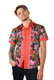 Barabas Wholesale Men's roses paisley graphic short sleeve shirt SS07 black