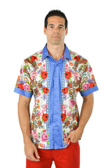 Barabas Wholesale Men's roses paisley graphic short sleeve shirt SS07 white