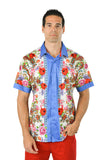 Barabas Wholesale Men's roses paisley graphic short sleeve shirt SS07 white