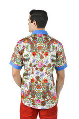 Barabas Wholesale Men's roses paisley graphic short sleeve shirt SS07 white