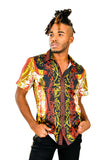 Barabas Wholesale Men's Greek Pattern Rhinestone Short Sleeve Shirts SSP600 Red