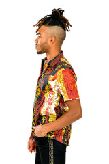 Barabas Wholesale Men's Greek Pattern Rhinestone Short Sleeve Shirts SSP600 Red