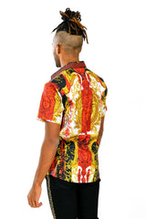 Barabas Wholesale Men's Greek Pattern Rhinestone Short Sleeve Shirts SSP600 Red