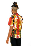 Barabas Wholesale Men's Greek Pattern Rhinestone Short Sleeve Shirts SSP600 Red
