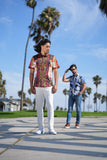 Barabas Wholesale Men's Greek Pattern Rhinestone Short Sleeve Shirts SSP600 Red