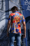 Barabas Wholesale Men's Floral Greek Pattern Baroque Short Sleeve Shirt SSR01 Blue Red