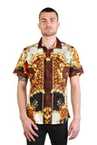 Barabas Wholesale Men's Floral Greek Pattern Baroque Short Sleeve Shirt SSR01 Gold Black
