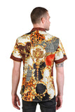 Barabas Wholesale Men's Floral Greek Pattern Baroque Short Sleeve Shirt SSR01 Gold Black