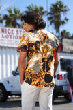 Barabas Wholesale Men's Floral Greek Pattern Baroque Short Sleeve Shirt SSR01 gold brown
