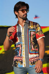 Barabas Wholesale Men's Rhinestone Watercolor Floral Short Sleeve Shirts SSR06