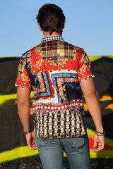 Barabas Wholesale Men's Rhinestone Watercolor Floral Short Sleeve Shirts SSR06