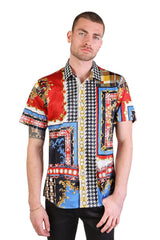 Barabas Wholesale Men's Rhinestone Watercolor Floral Short Sleeve Shirts SSR06