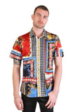 Barabas Wholesale Men's Rhinestone Watercolor Floral Short Sleeve Shirts SSR06