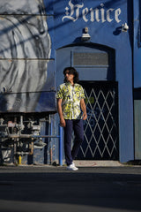 Barabas Wholesale Men's Lion Printed Rhinestone Short Sleeve Shirt SSR18 Citron