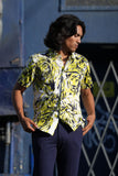 Barabas Wholesale Men's Lion Printed Rhinestone Short Sleeve Shirt SSR18 Citron