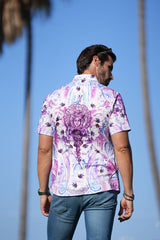 Barabas Wholesale Men's medusa paisley rhinestones short sleeve shirt SSR19