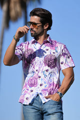 Barabas Wholesale Men's medusa paisley rhinestones short sleeve shirt SSR19