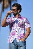 Barabas Wholesale Men's medusa paisley rhinestones short sleeve shirt SSR19