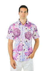 Barabas Wholesale Men's medusa paisley rhinestones short sleeve shirt SSR19