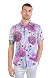 Barabas Wholesale Men's medusa paisley rhinestones graphic short sleeve shirt SSR19 lavender