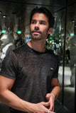 Barabas Men's Glittery Sparkle Crew-neck T-shirt ST702 Black Silver