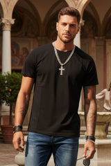 BARABAS Men's Basic Solid Color Crew-neck T-shirts ST933 Black