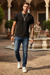 Barabas Wholesale Men's Basic Solid Color Crew-neck T-shirts ST933 Black
