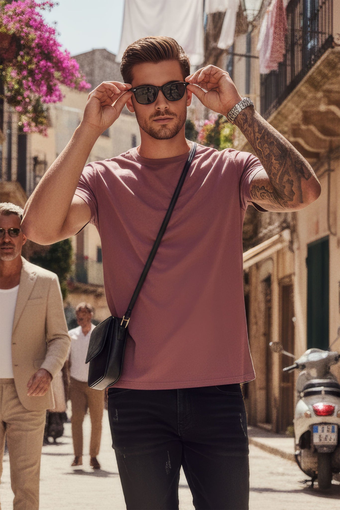 Barabas Wholesale Men's Basic Solid Color Crew-neck T-shirts ST933 Purple