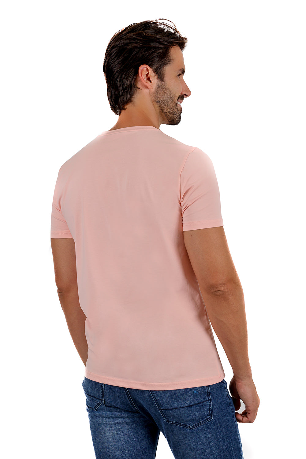 Barabas Wholesale Men's Basic Solid Color Crew-neck T-shirts ST933 Flamingo