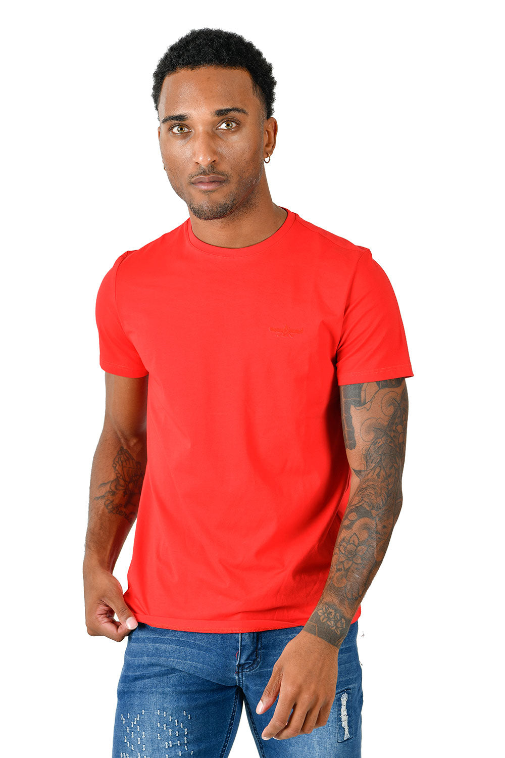 Barabas Wholesale Men's Basic Solid Color Crew-neck T-shirts ST933 hot red