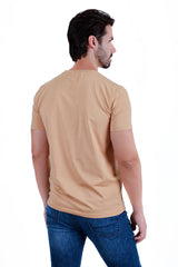 Barabas Wholesale Men's Basic Solid Color Premium Crew-Neck T-shirts ST933 Khaki