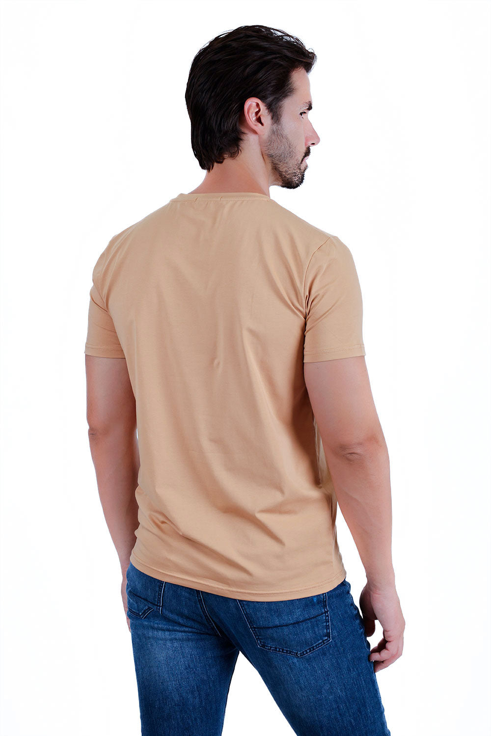 Barabas Wholesale Men's Basic Solid Color Premium Crew-Neck T-shirts ST933 Khaki